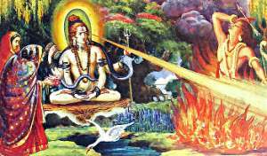 Shiva opening Third-eye and turning Kaama Deva into ashes